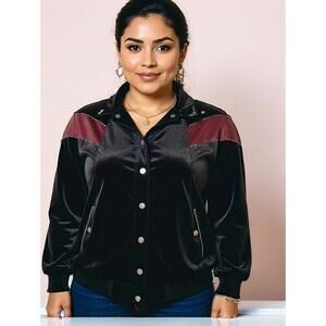 Vintage 90s Plus 2x Womens Black velvet Jacket Button down Reversable